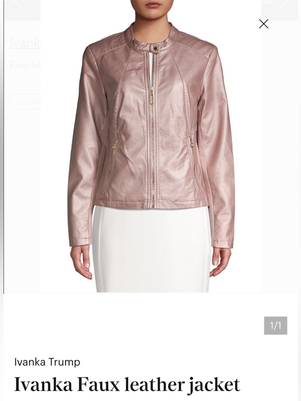 Ivanka Trump Metallic Taupe Zip-Front Jacket